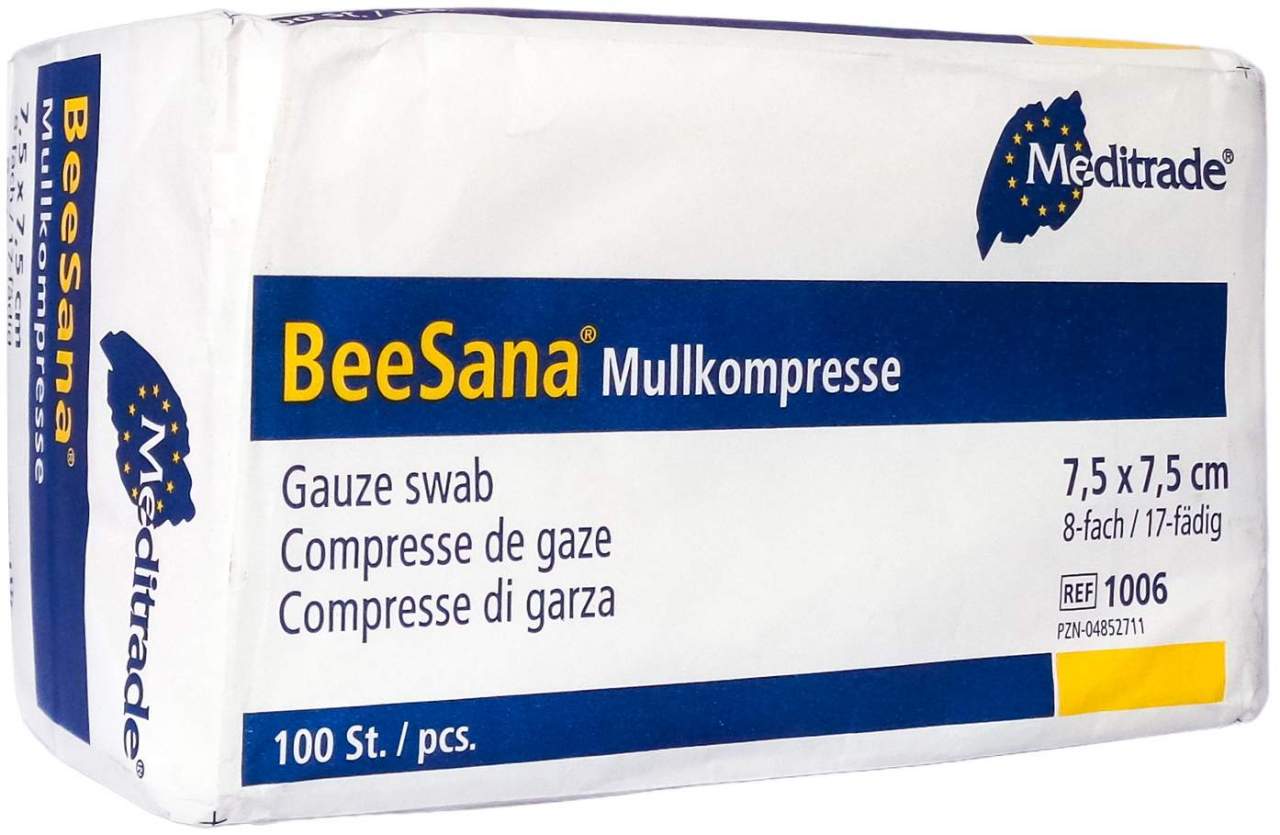 Mullkompressen 7,5 X 7,5 cm 8fach Unsteril 100 Kompressen