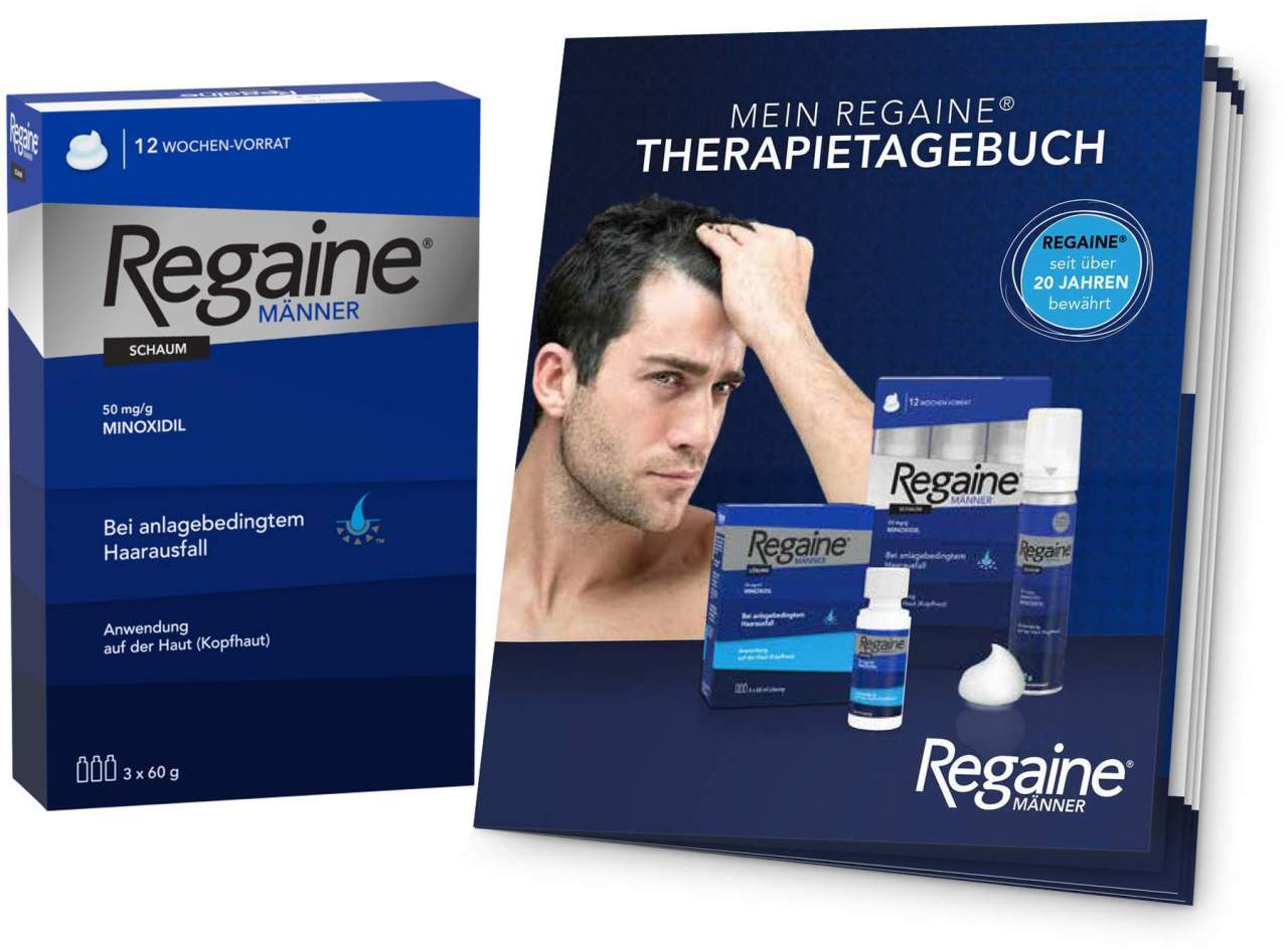 Regaine Männer Schaum 5% 3 x 60 ml + gratis Therapie Tagebuch 1 Stück