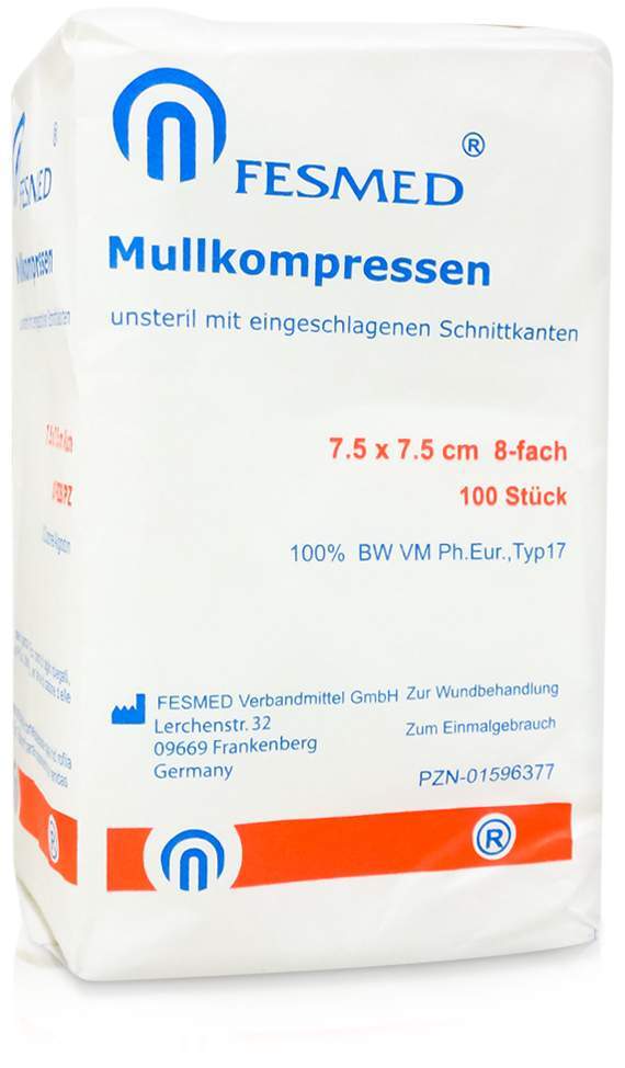 Mullkompressen 7,5x7,5cm 8-Fach Unsteril Papier