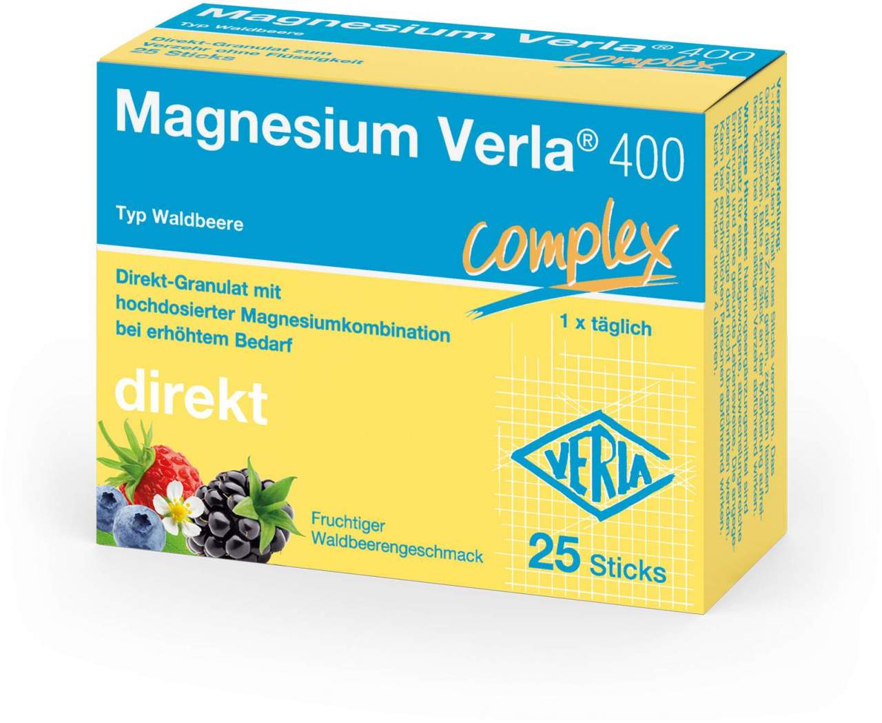 Magnesium Verla 400 Waldbeere Direkt-Granulat 25 Sticks