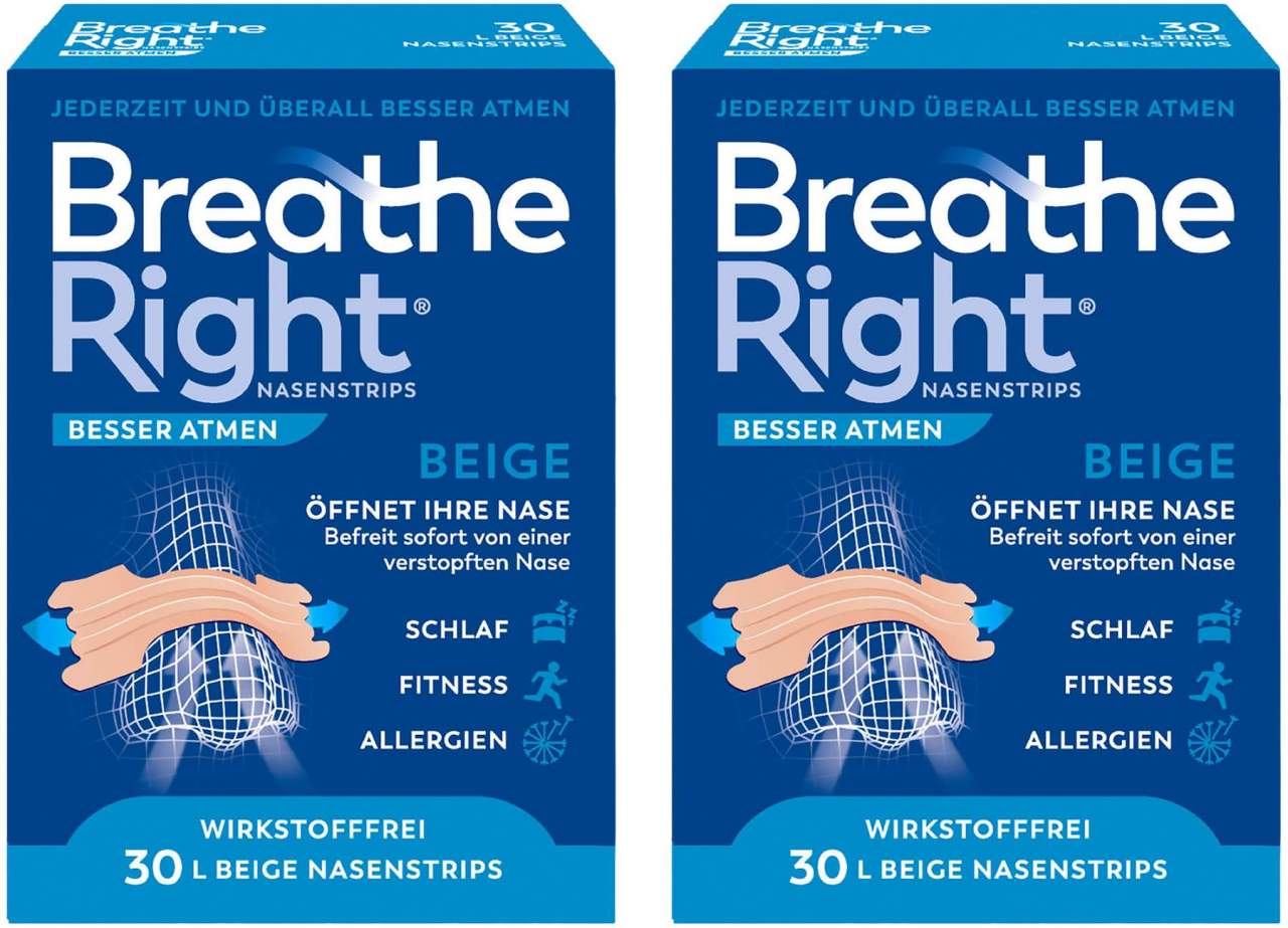 Breathe Right Besser Atmen Nasenpflaster gross beige 2 x 30 Stück