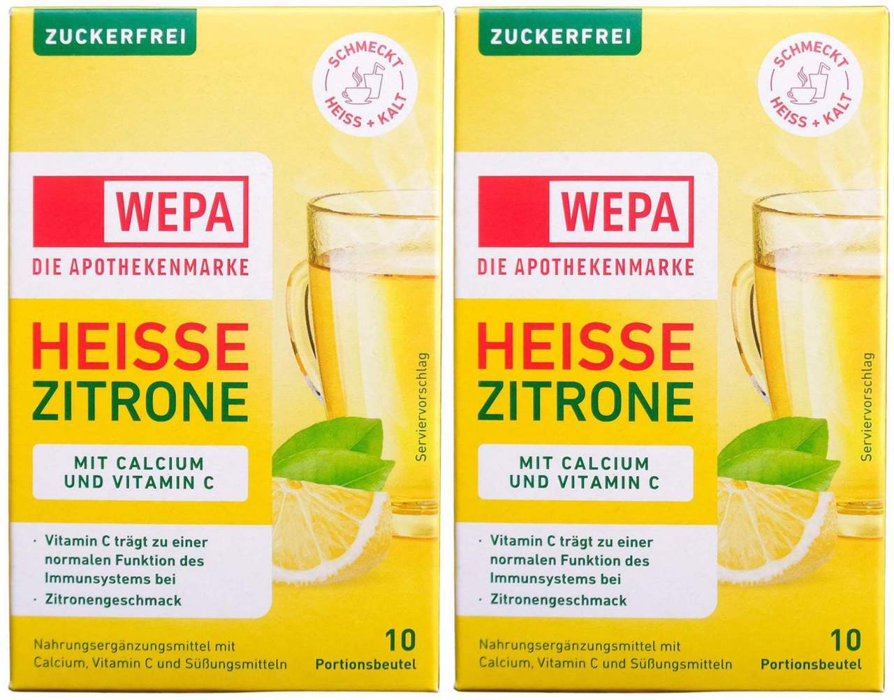 WEPA heisse Zitrone + Vitamin C + Calcium zuckerfrei 2 x 10 Beutel
