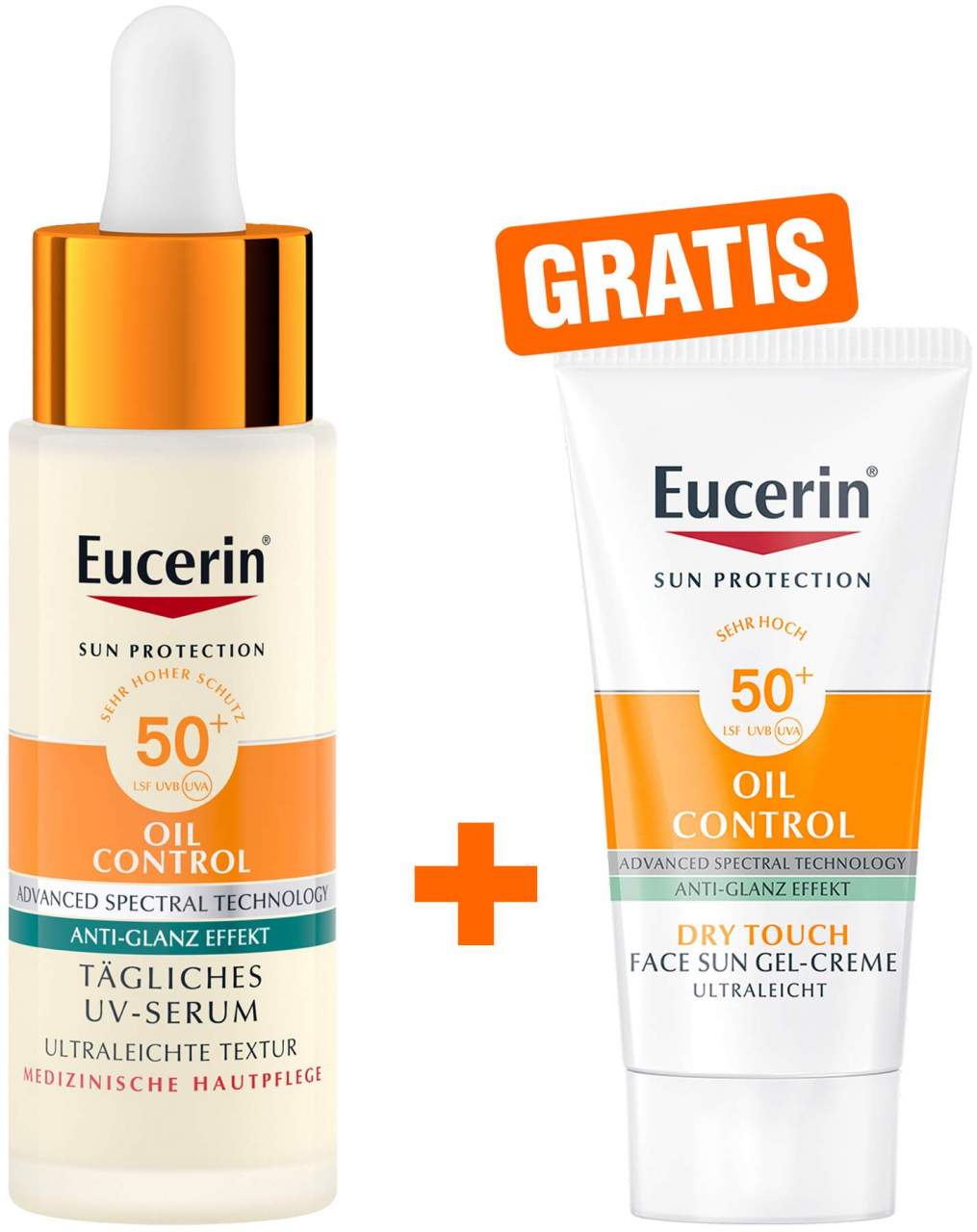 Eucerin Sun Oil Control Face Tägliches UV-Serum LSF 50+ 30 ml + gratis Eucerin Sun Gel-Creme Oil Control 20 ml