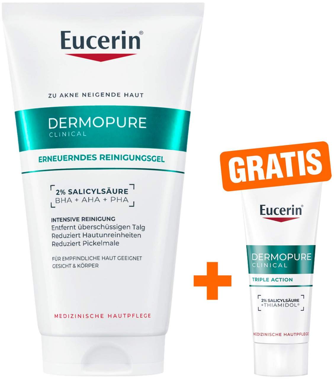 Eucerin DermoPure Clinical erneuerndes Reinigungsgel 150 ml + gratis Eucerin DermoPure Clinical Triple Action 7 ml Serum - Bei Hautunreinheiten