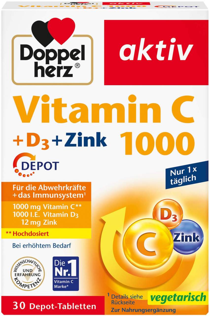 Doppelherz Aktiv Vitamin C 1000+d3+zink Depot Tabletten 30 Stück