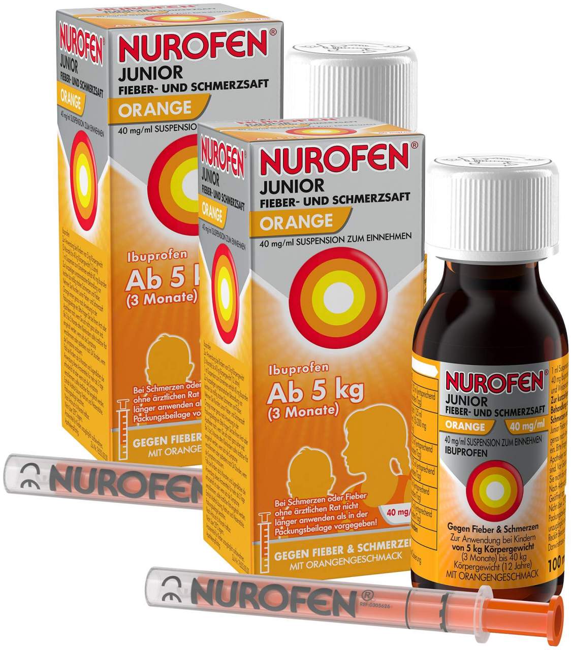 Nurofen Junior Fieber- & Schmerzsaft Orange 40 mg pro ml 2 x 100 ml