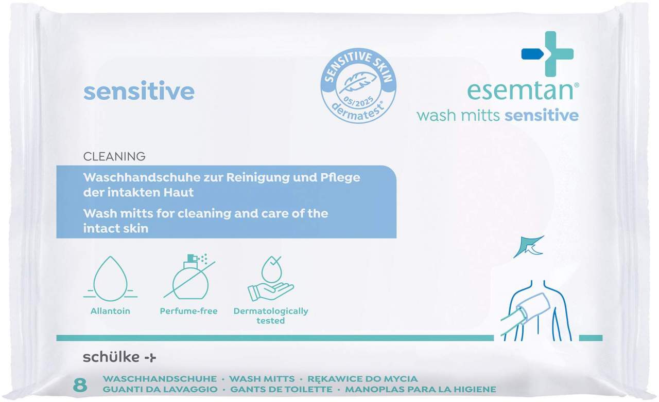 Esemtan wash mitts Waschhandschuhe sensitive 8 Stück - Zur Körperreinigung