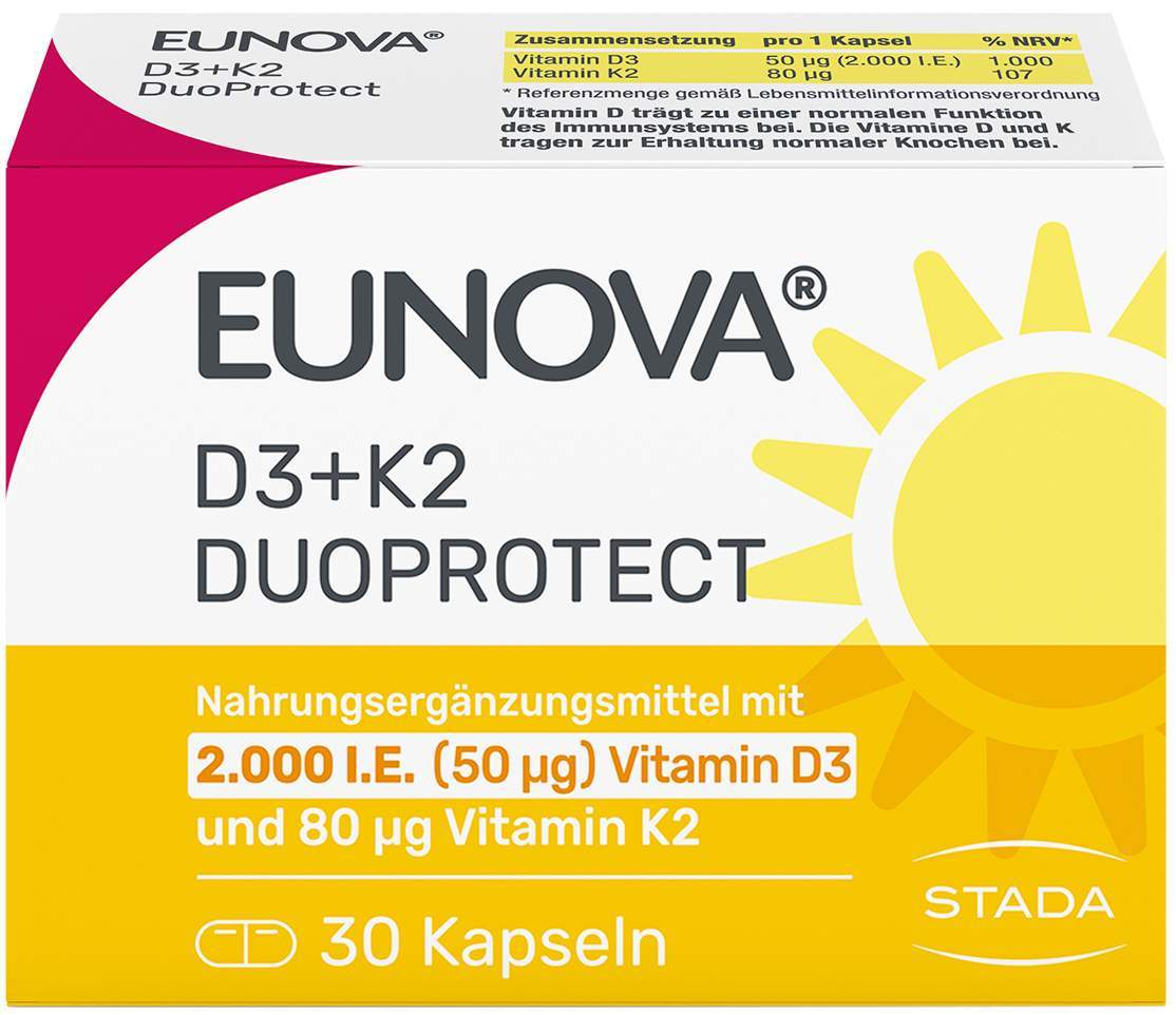 Eunova Duoprotect D3 + K2 2000 I.E. 30 Kapseln