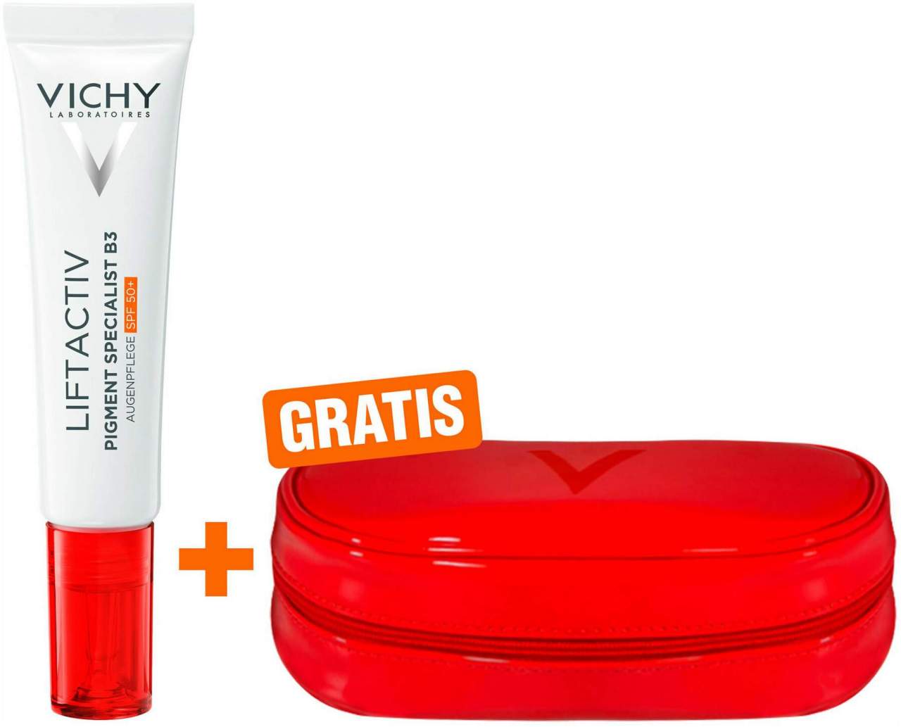 Vichy Liftactiv Pigment Specialist B3 Augenpflege LSF 50 15 ml + gratis Kosmetiktasche 1 Stück - Bei Pigmentstörungen