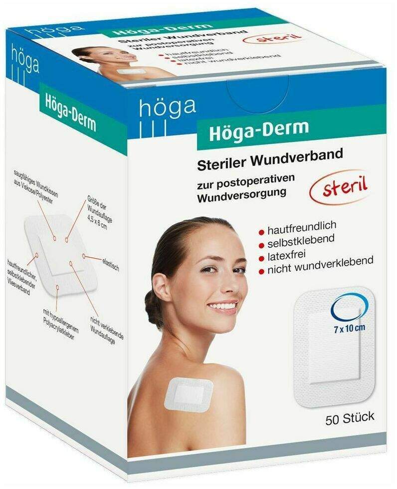 Höga Derm Pflaster 100mmx70mm Steril 50 Pflaster