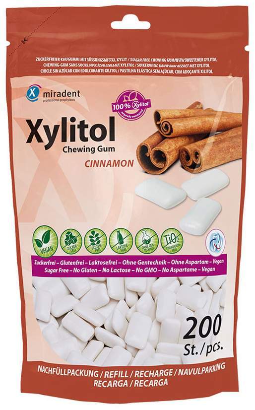 Miradent Xylitol Chewing Gum Refill Zimt 200 Stück