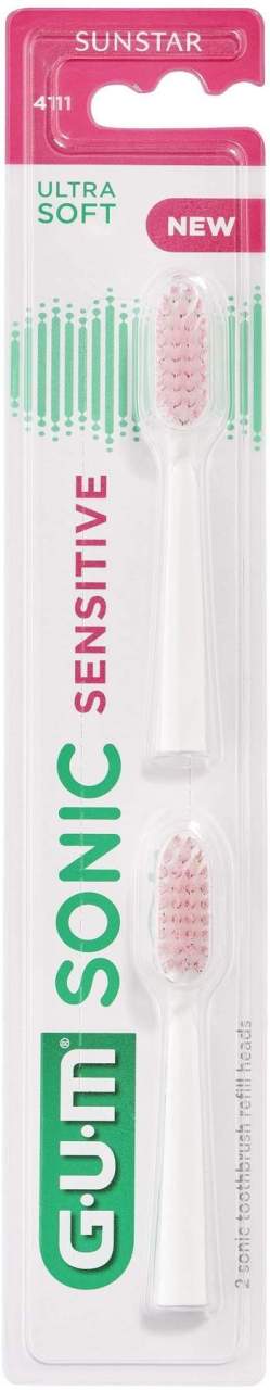 Gum Sonic Sensitive Ersatzbürstenköpfe Weiß 2 Stück