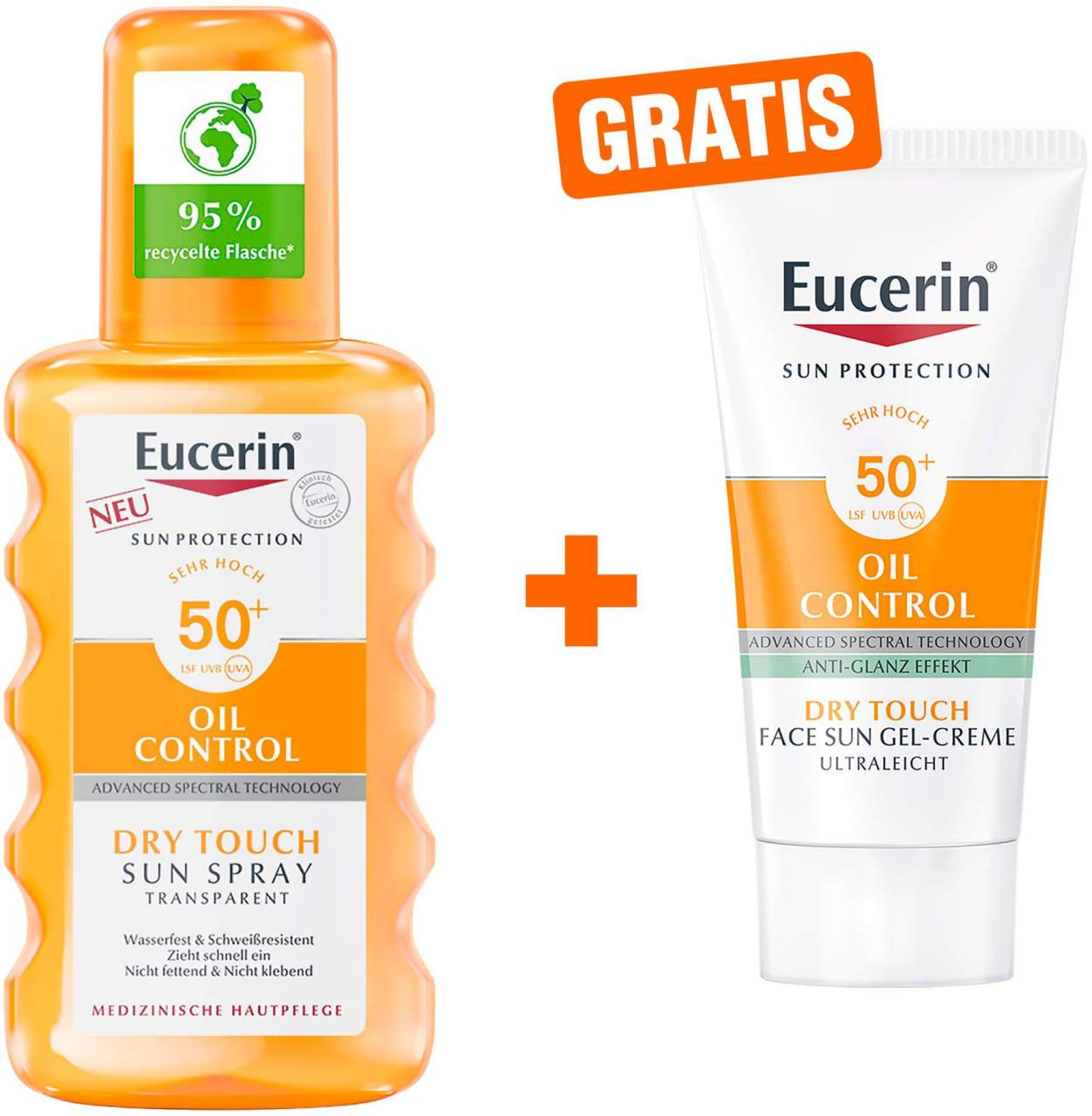 Eucerin Sun Oil Control Transparent Spray LSF 50+ 200 ml + gratis Sun Gel-Creme Oil Control 20 ml - Sonnenschutz