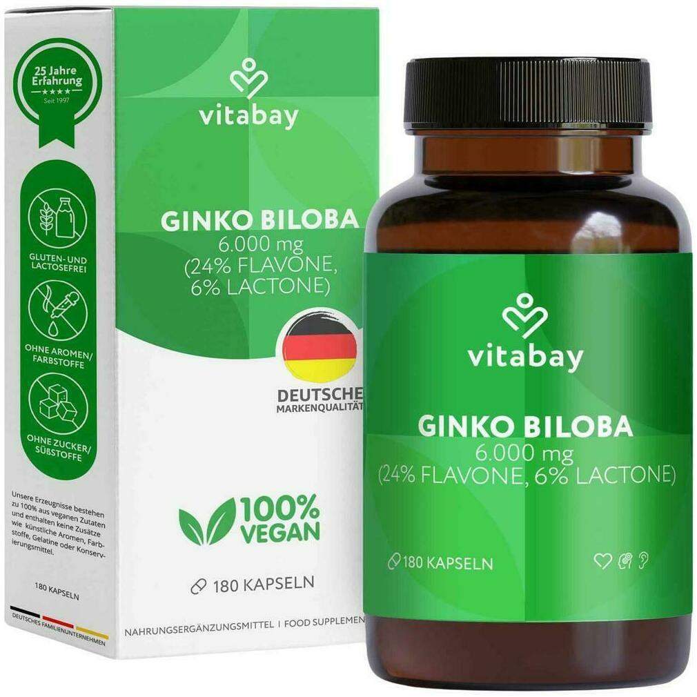Ginkgo Biloba Extrakt 6000 mg Vegan Kapseln