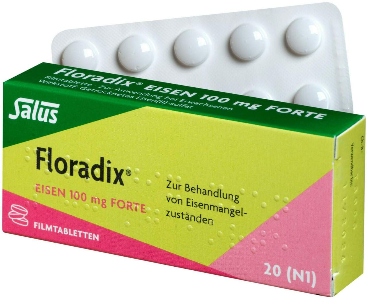 Floradix Eisen 100 mg Forte 20 Filmtabletten