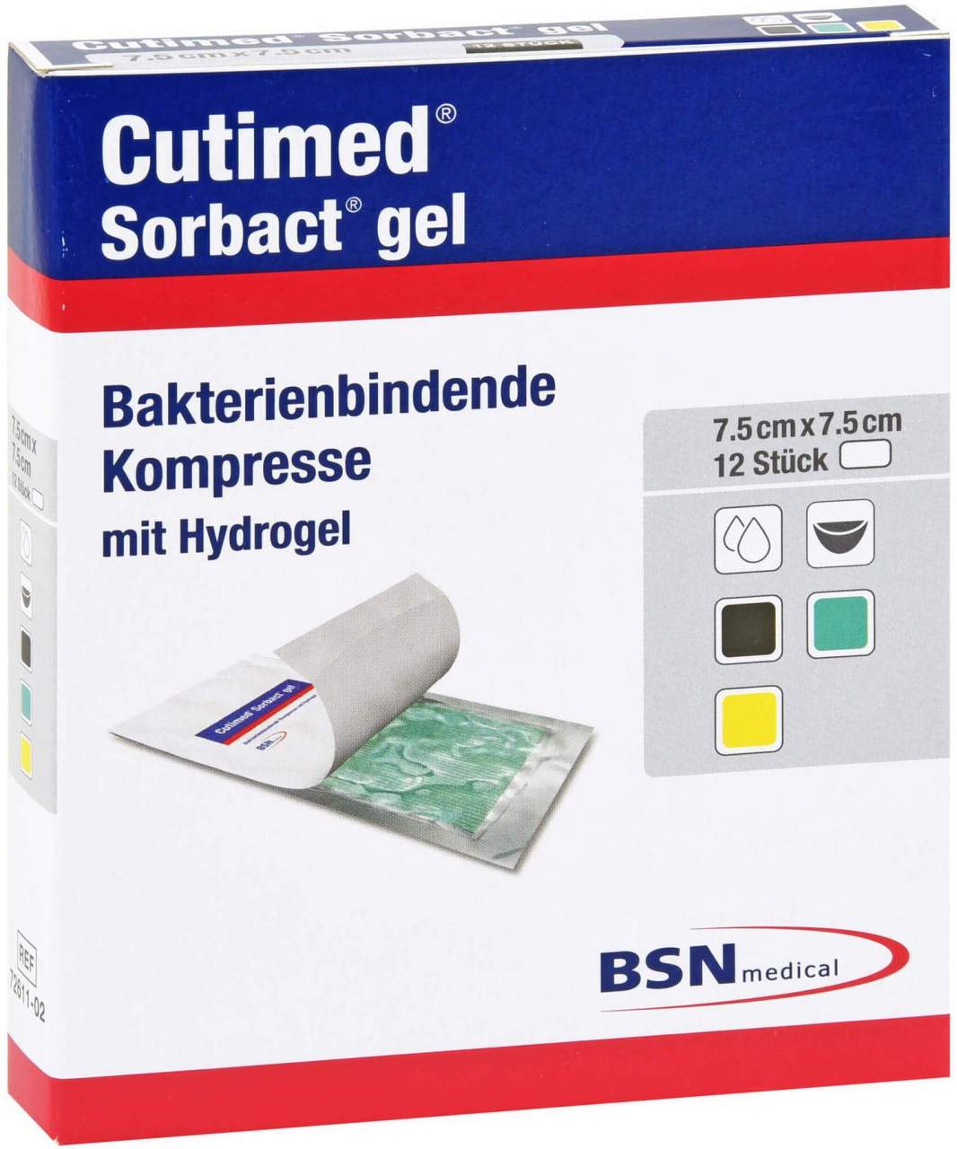 Cutimed Sorbact Gel 7,5 X 7,5 cm 12 Stück