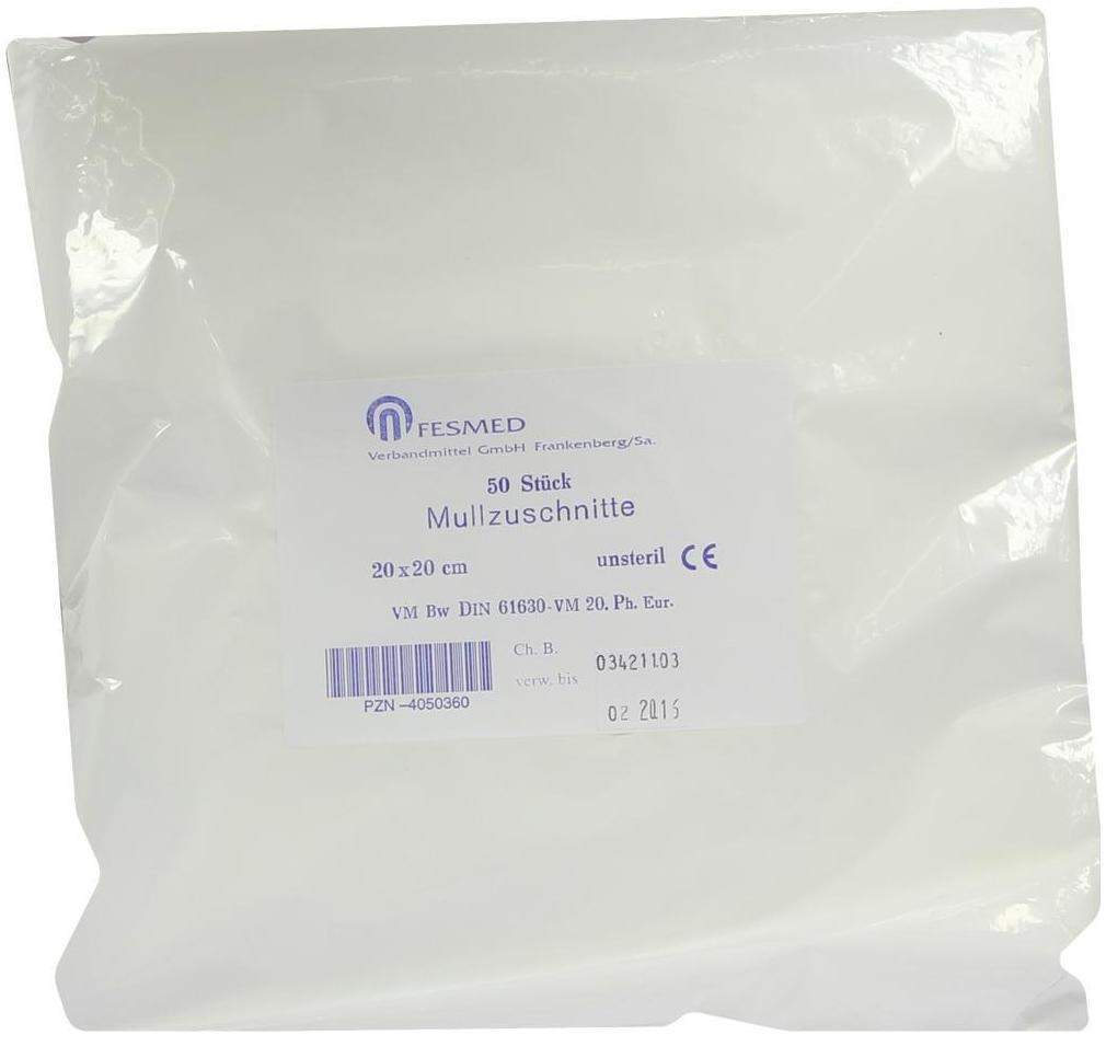 Mullzuschnitte Bw Unsteril 20 X 20 cm 50 Beutel