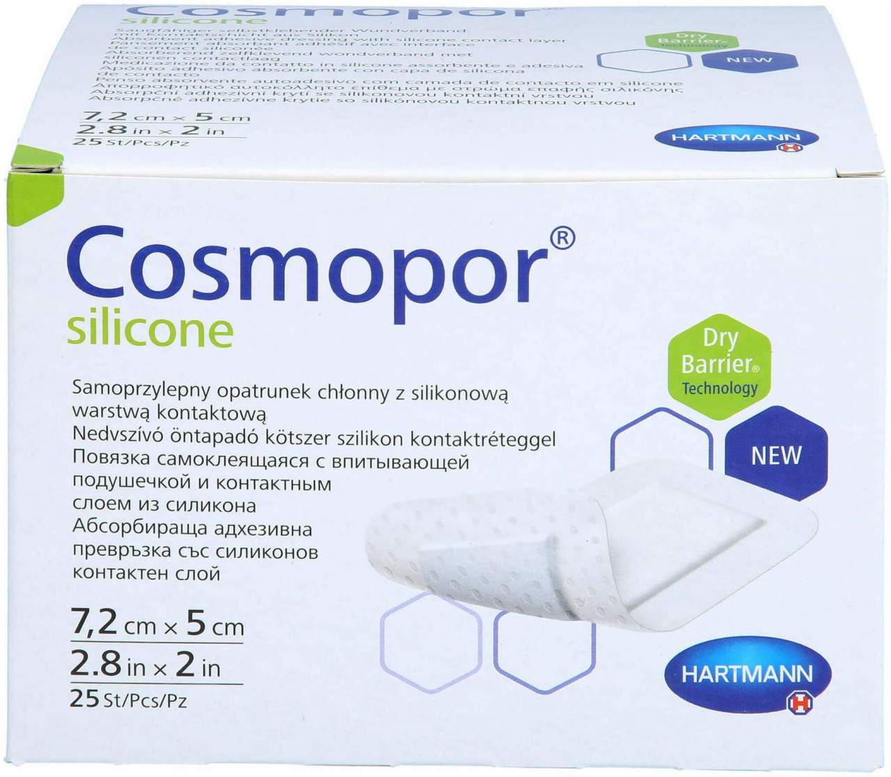 Cosmopor Silicone Wundverband 7,2 X 5 cm 25 Stk.
