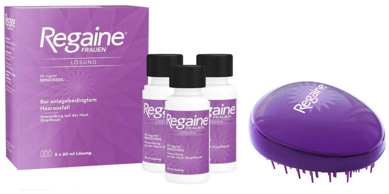 Regaine Frauen - 3 x 60 ml Lösung + gratis Haarbürste