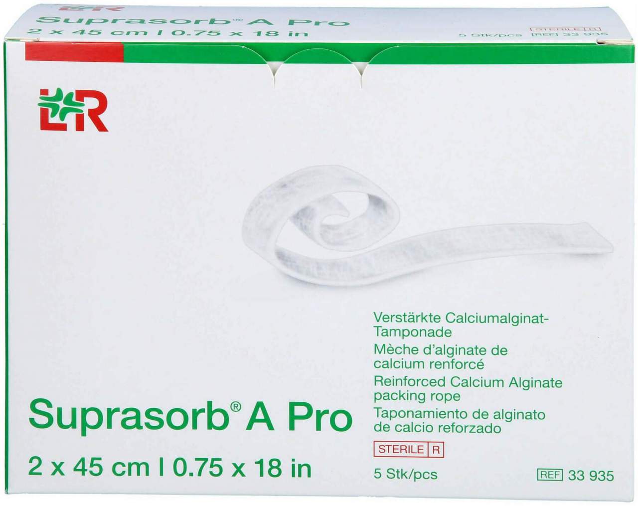 Suprasorb A Pro Calciumalginat Tamponade 2x45 cm 5 Stück