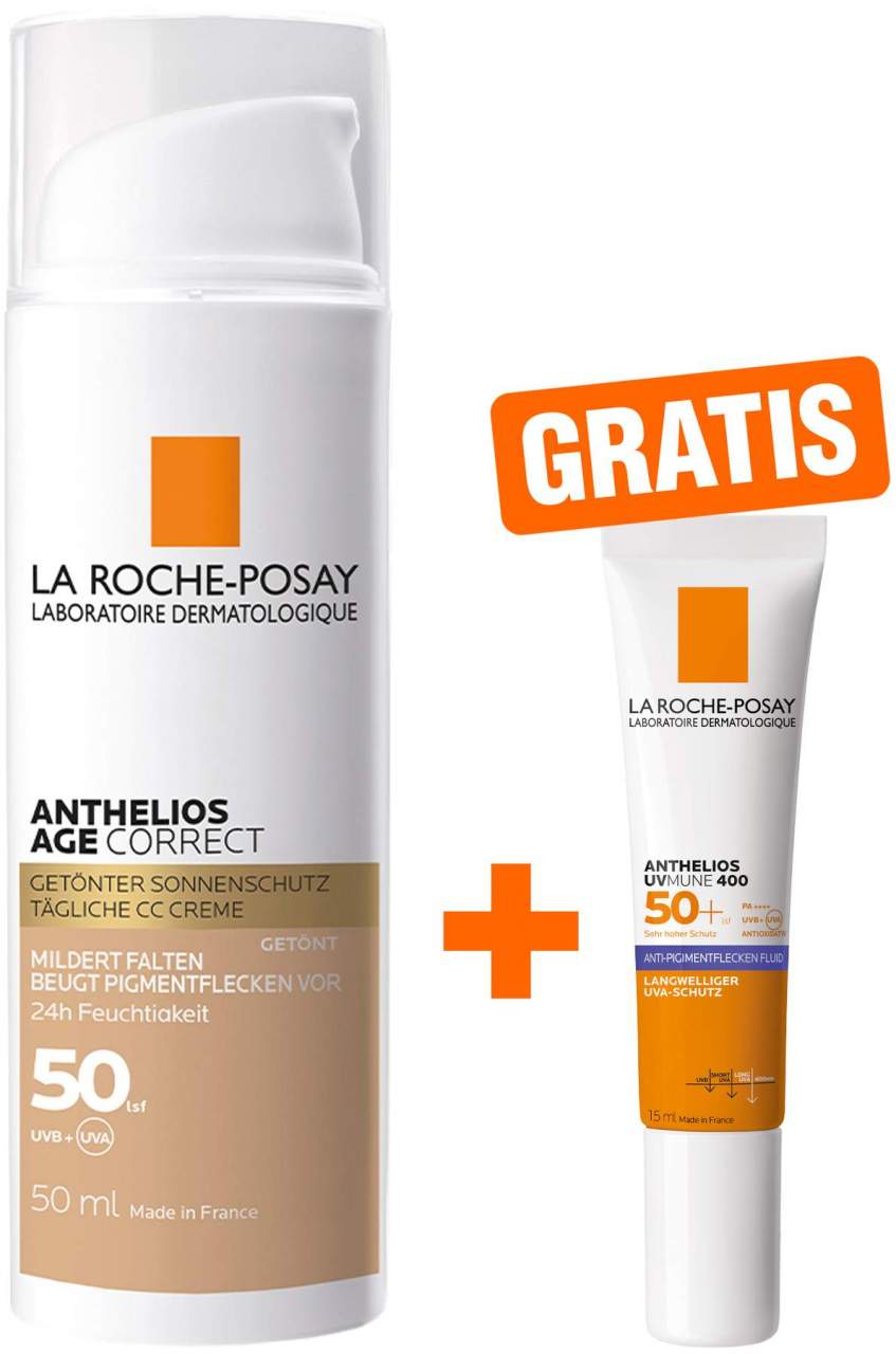La Roche Posay Anthelios Age Correct getönt LSF 50 50 ml Creme + gratis Anthelios Anti-Pigment Fluid 15 ml