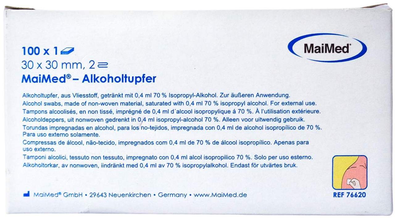 Maimed Alkoholtupfer 30x30 mm Weiß Aus Vlies 100 S