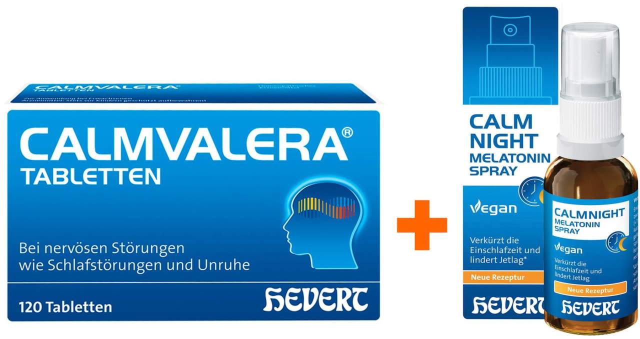Calmvalera 120 Tabletten + Calmnight Hevert Melatonin Spray 30 ml