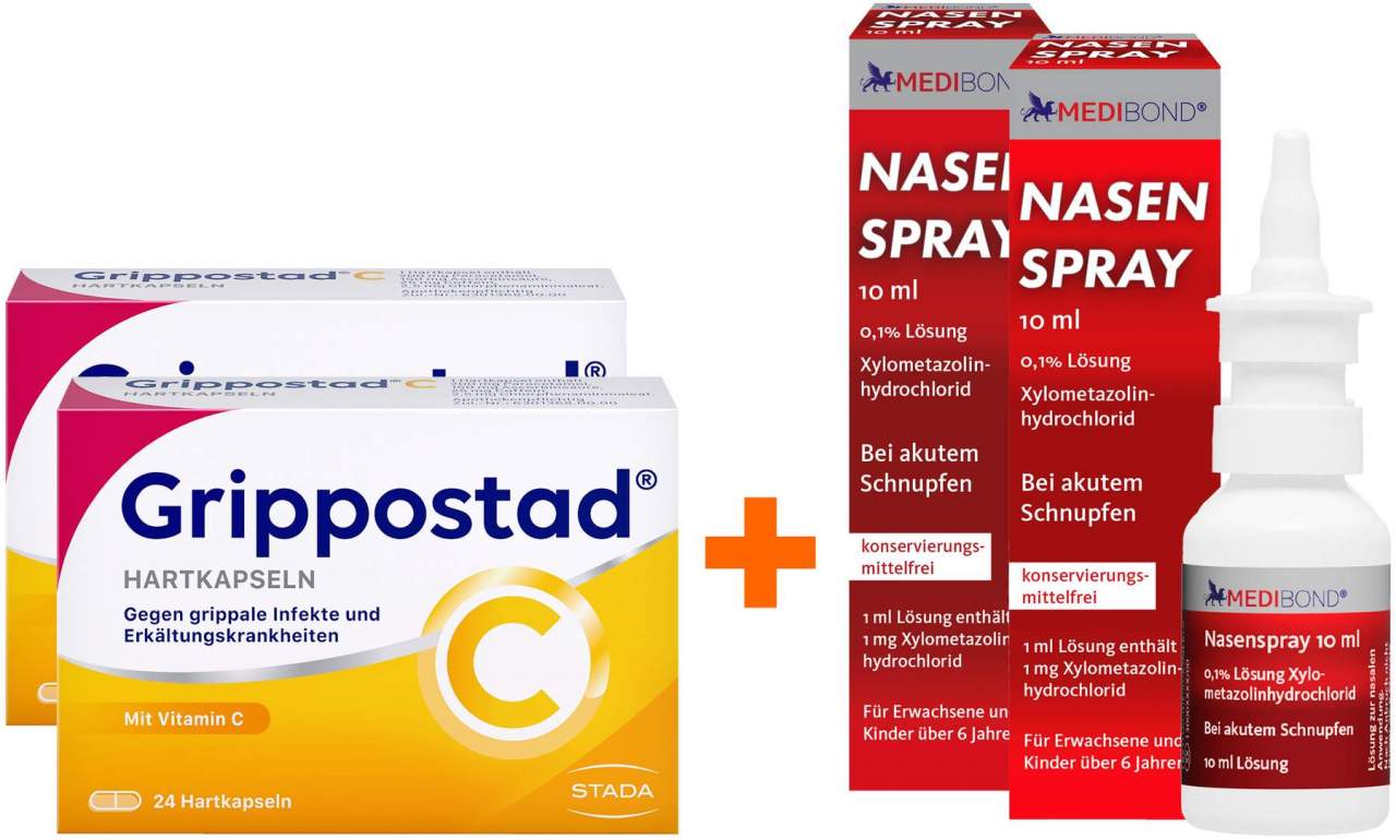 Bundle Grippostad 2 x 24 Kapseln + Nasenspray Medibond 2 x 10ml