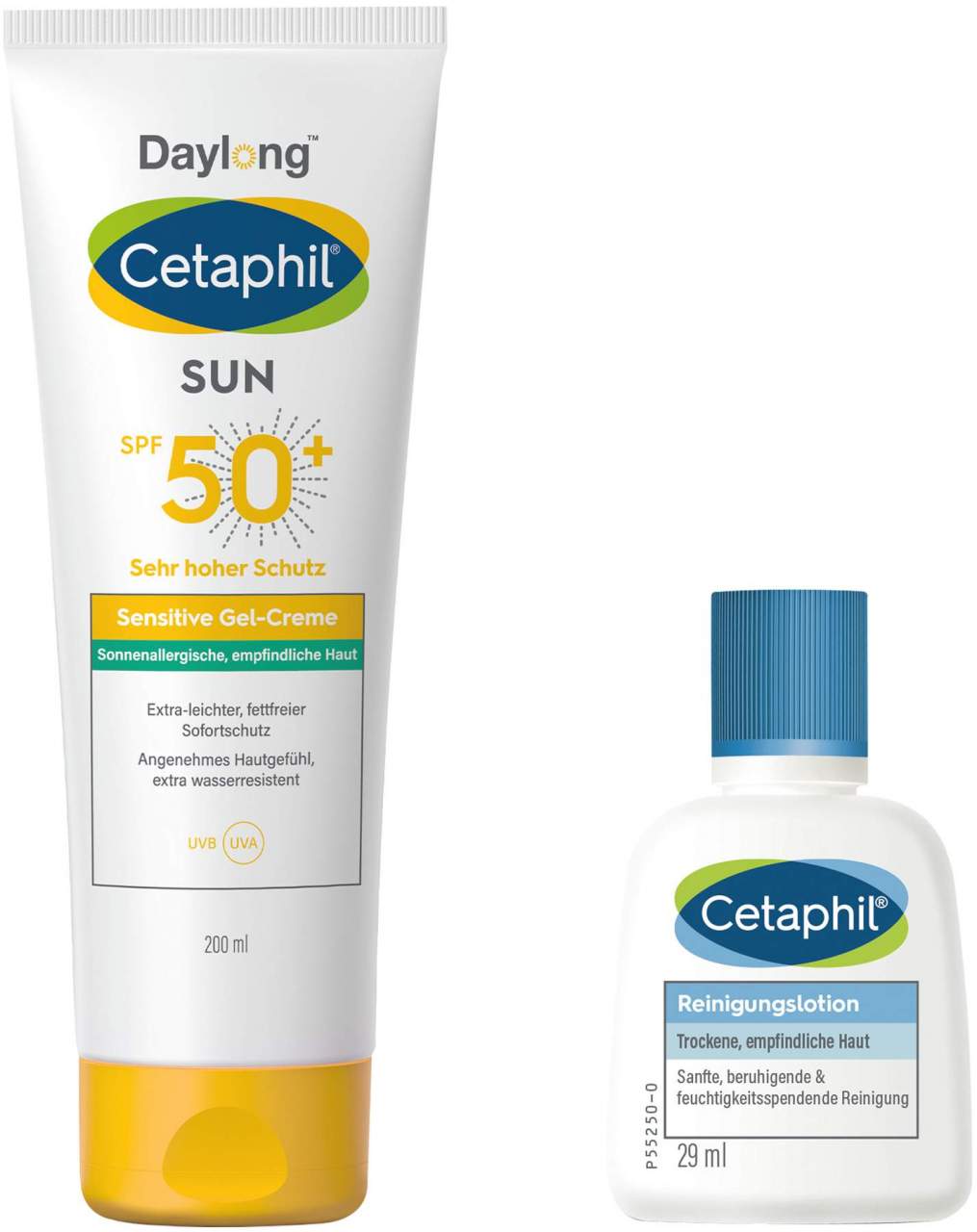 Cetaphil Sun Daylong SPF 50+ sensitives Gel 200 ml + gratis Cetaphil Reinigungslotion 29 ml - Sonnenschutz