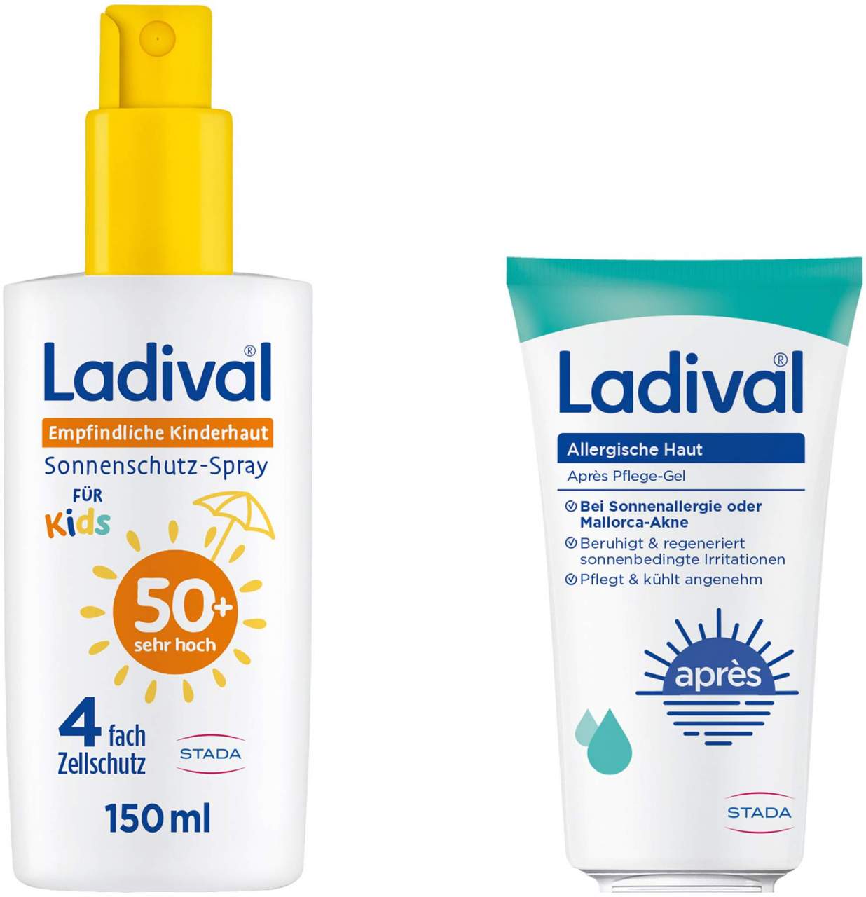 Ladival empfindliche Kinderhaut Spray LSF 50+ 150 ml + gratis allergische Haut Apres Pflege Gel 50 ml