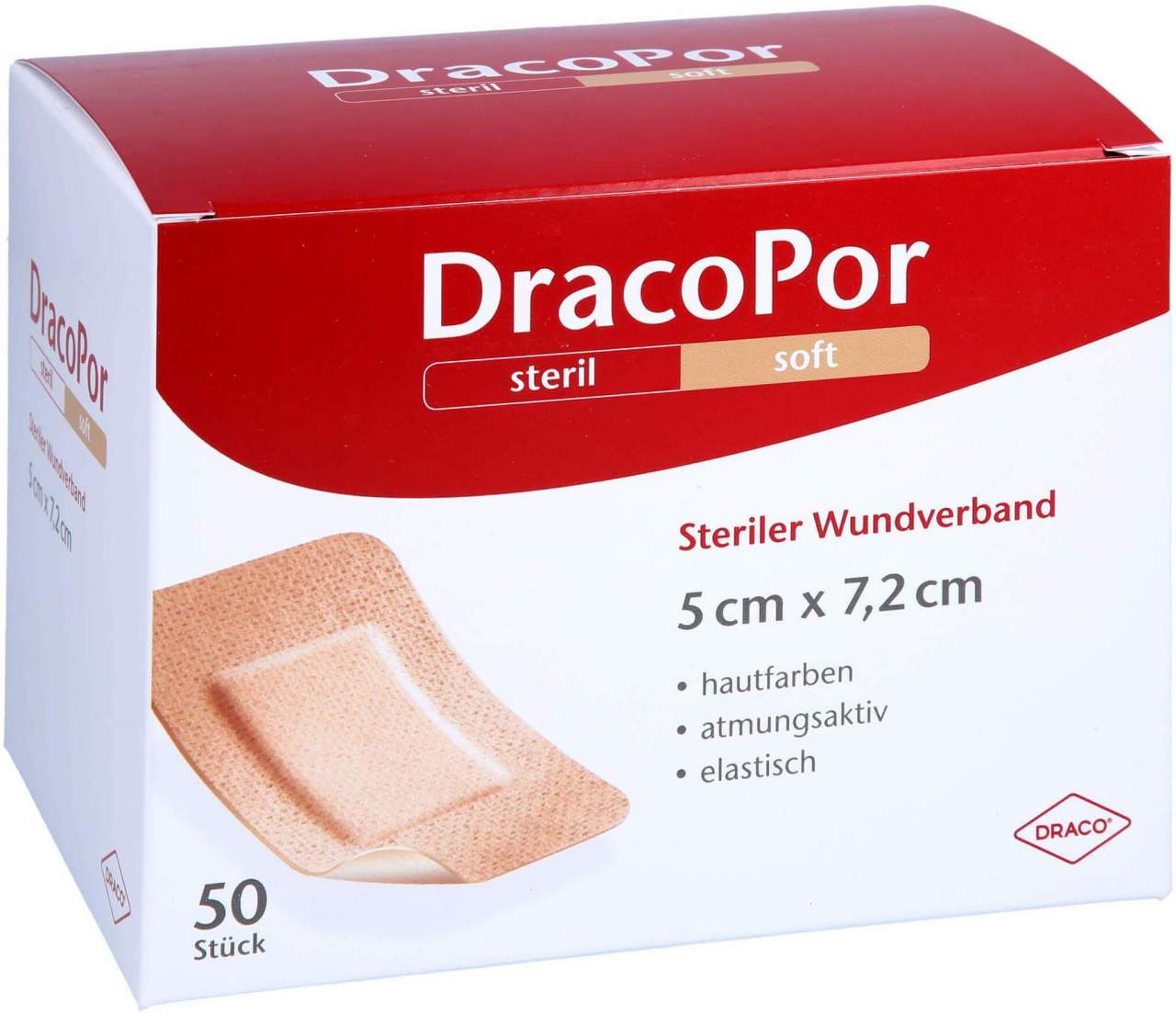 Dracopor Wundverband 5 X 7,2 cm Steril Hautfarben 50 Stück
