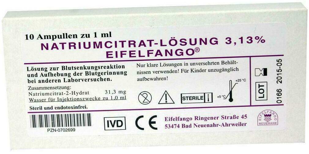 Natrium Citricum 3,13% 10 X 1 ml Ampullen
