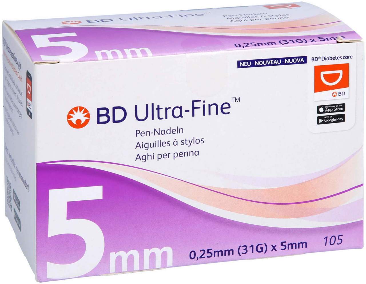 Bd Ultra-Fine Pen-Nadeln 5 mm 31 G 0,25 mm