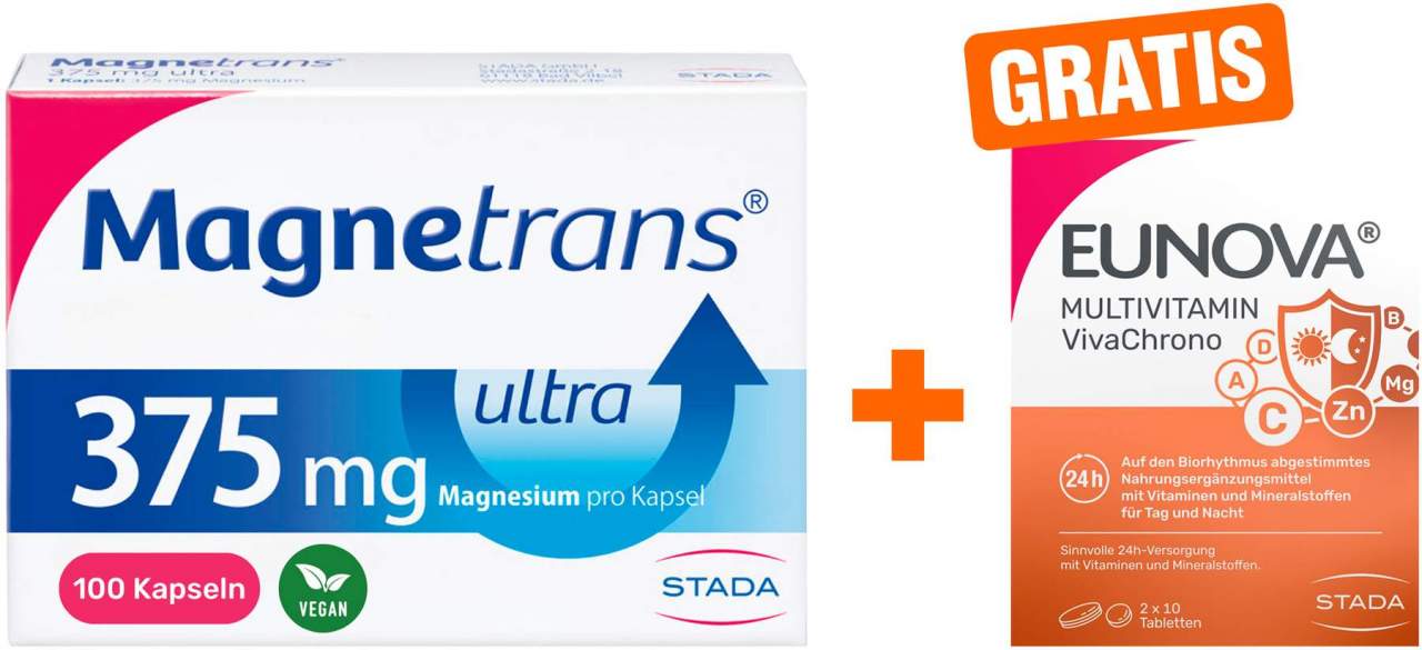 Magnetrans 375 mg Ultra 100 Kapseln + gratis Eunova VivaChrono 2 x 10 Tabletten