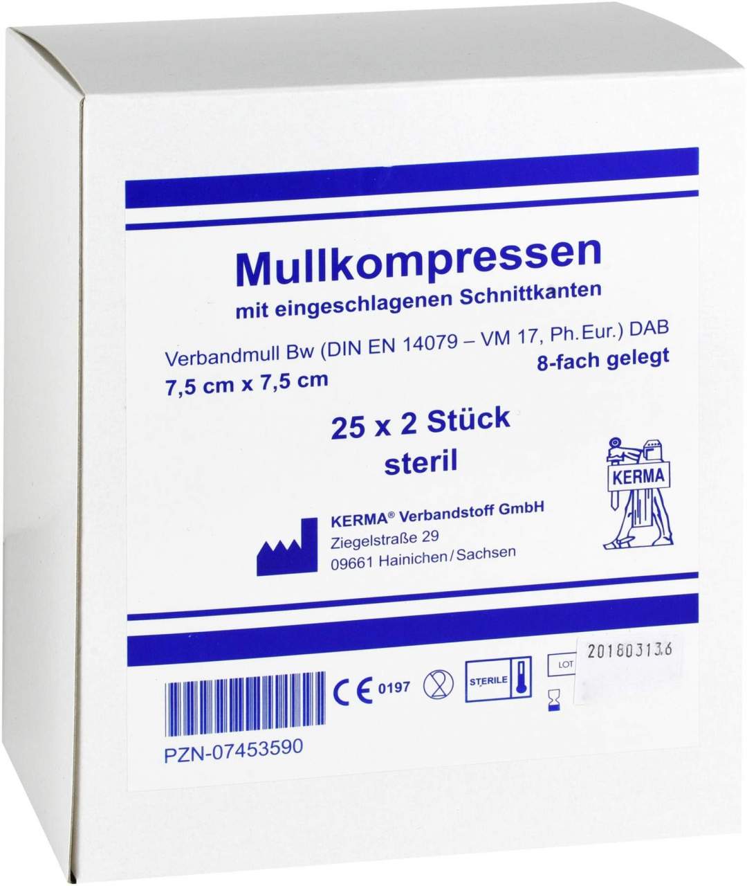 Mullkompressen Bw 7,5x7,5cm 8-Fach Steril