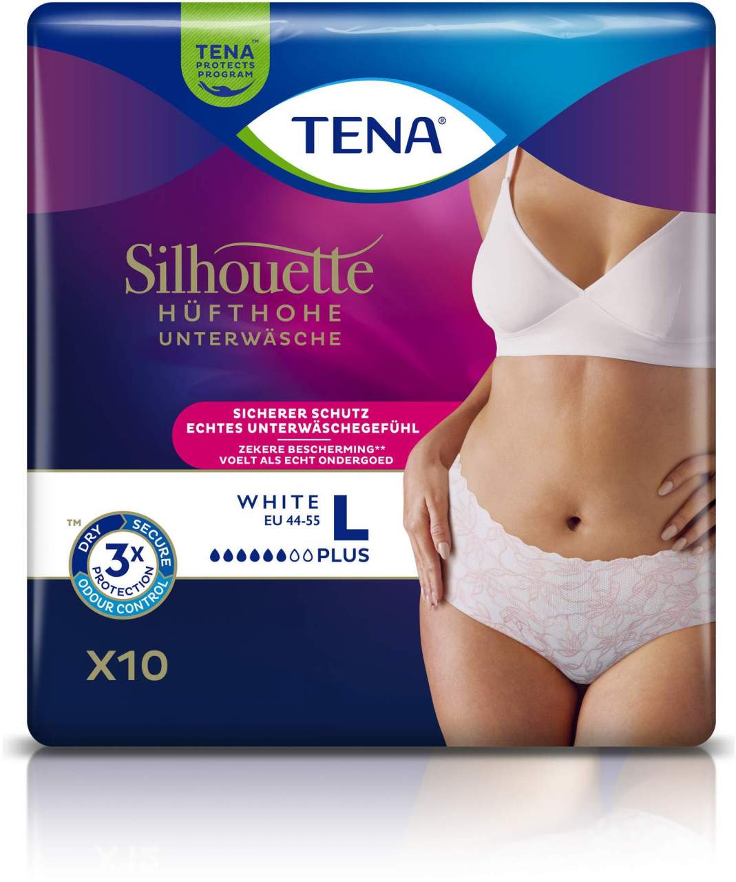 TENA Inkontinenz-Pants TENA - Silhouette Plus White, L Gr., 10-St.