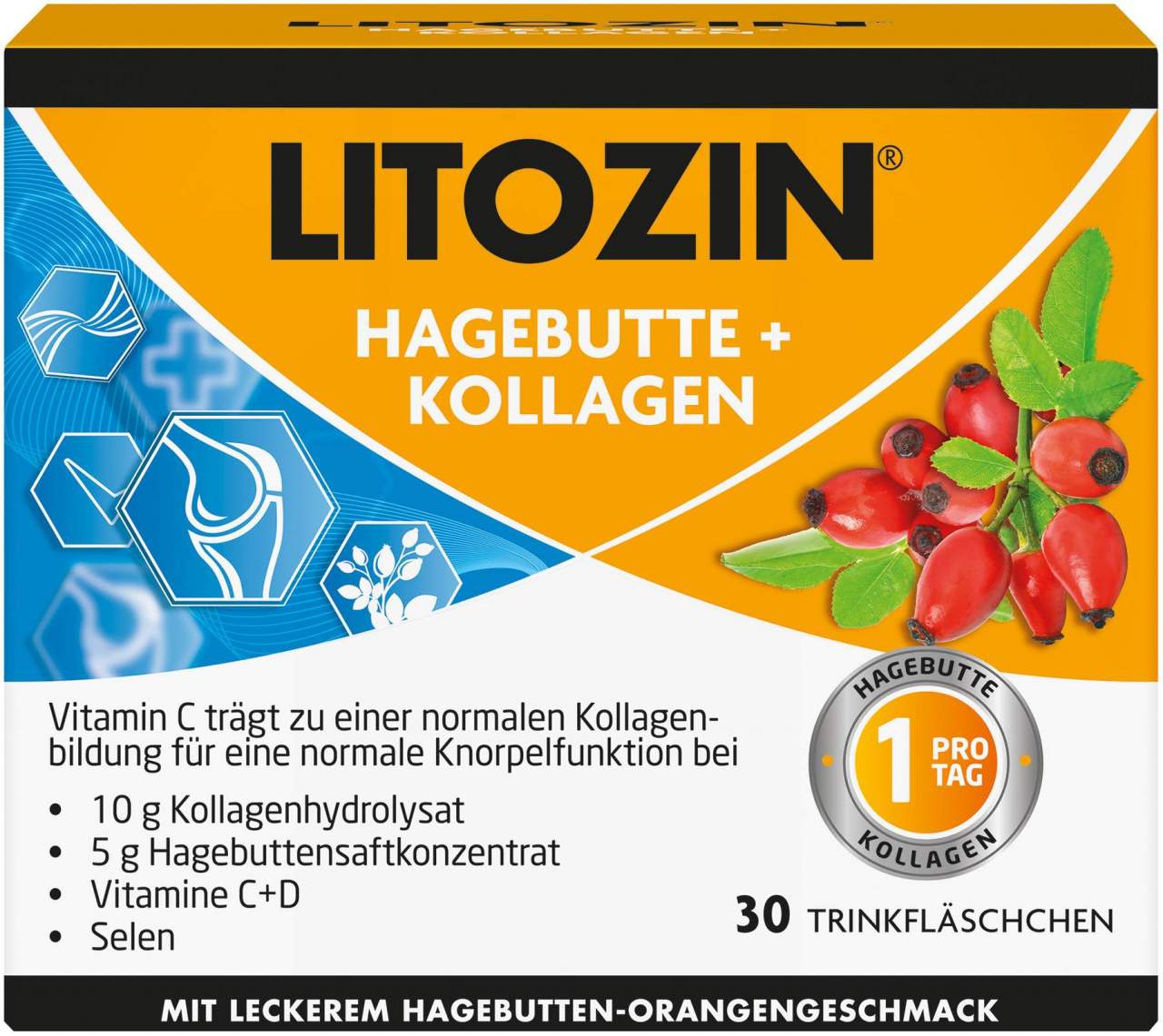 Litozin Hagebutte + Kollagen Trinkflasche 30 x 25 ml