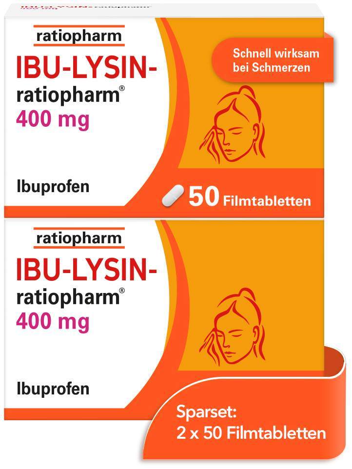 Ibu Lysin Ratiopharm 400 mg 2 x 50 Filmtabletten