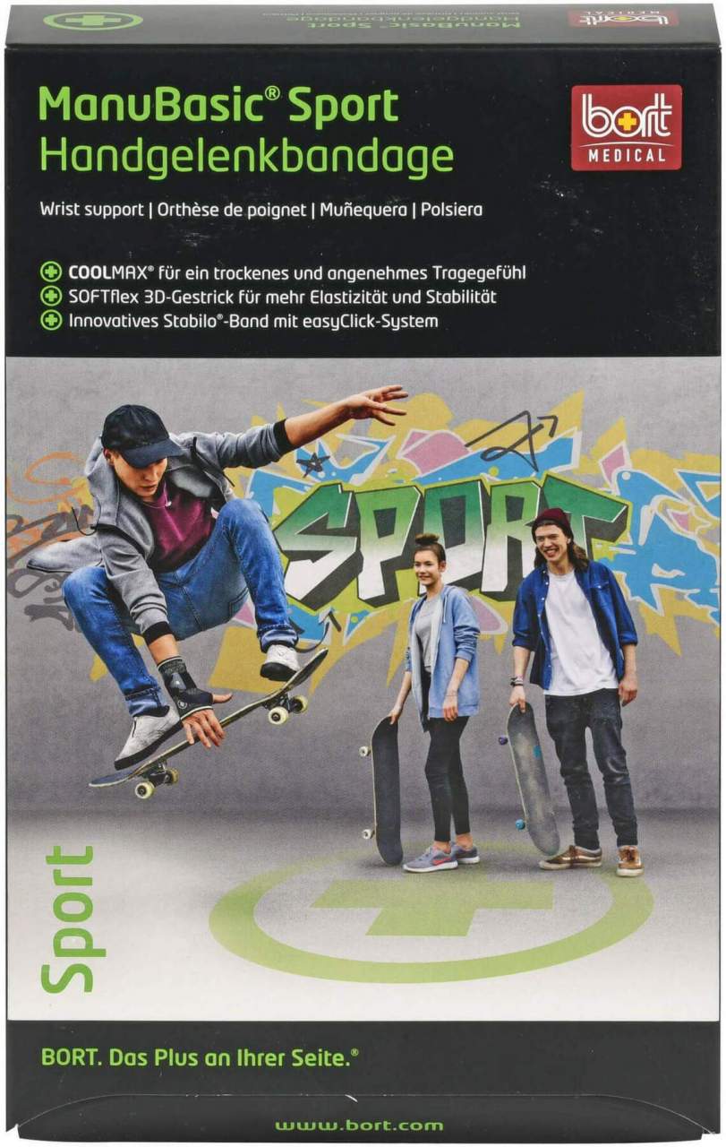 Bort Manubasic Sport Bandage Re.Xs Schw.-Grün
