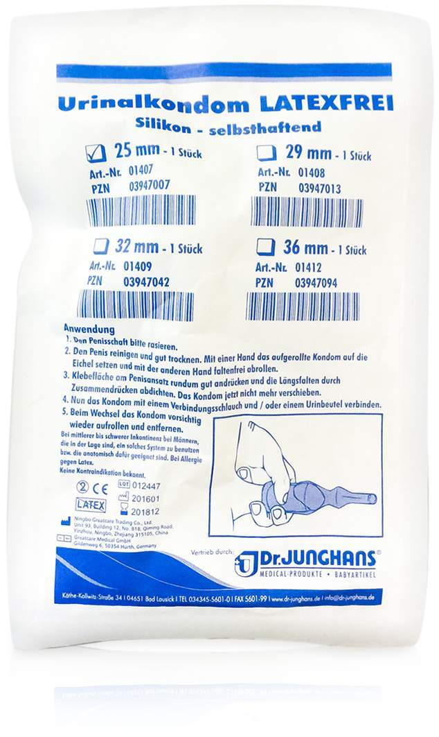 Urinalkondom 25 mm Latexfr. Selbsthaftend 1 Stück