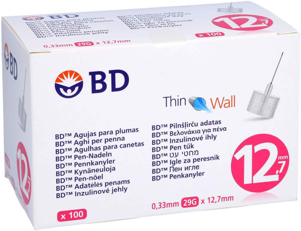 Bd Thin Wall Pen-Nadeln 0,33 29 Gx12,7 mm