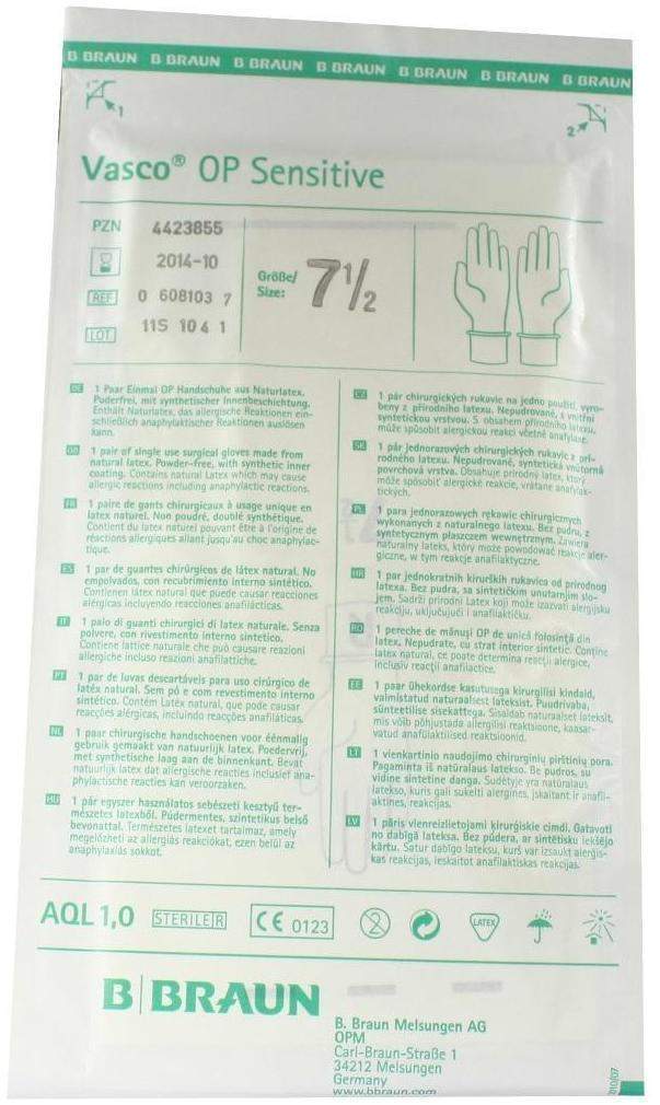 Vasco Op Handschuhe Steril Puderfrei Gr.7,5 2 Handschuhe