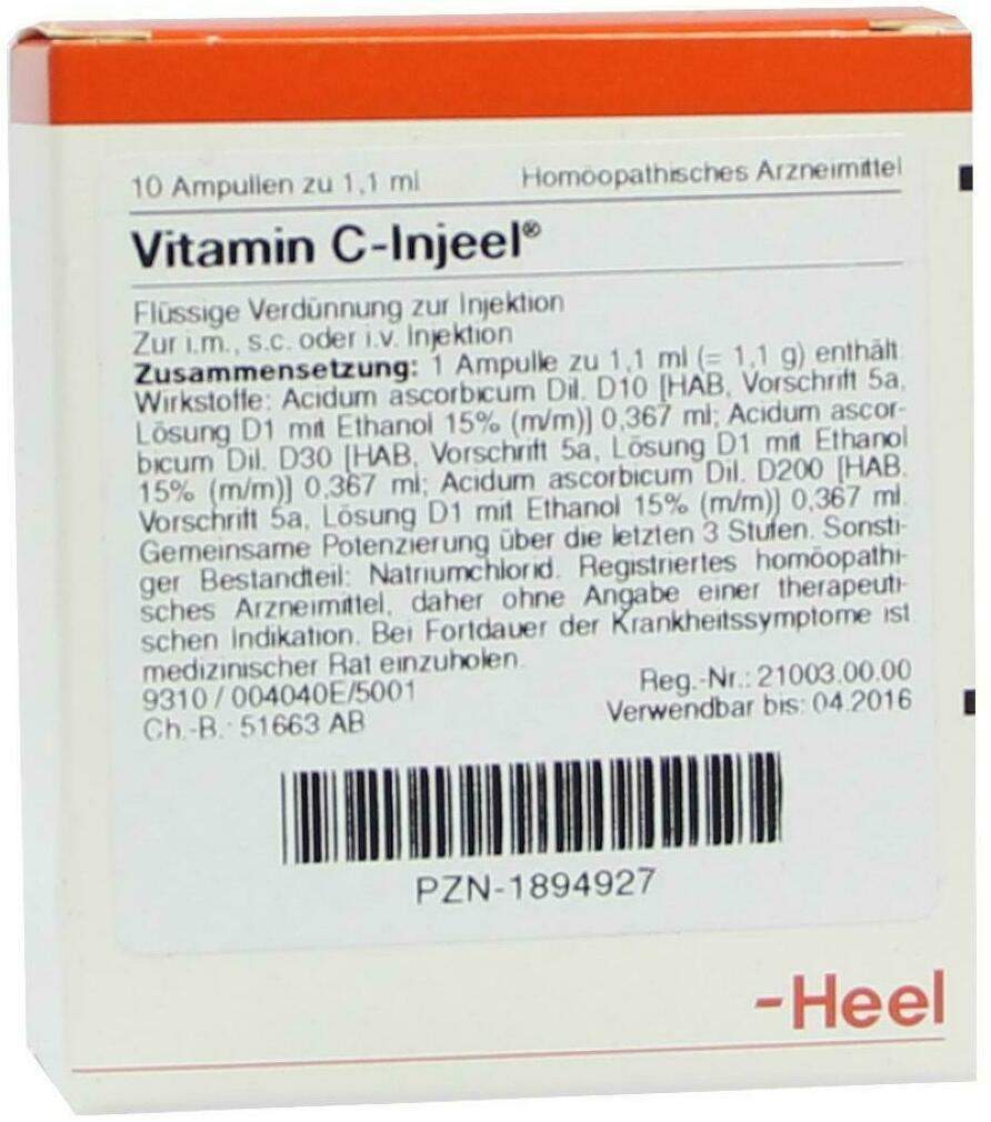 Vitamin C Injeel 10 Ampullen