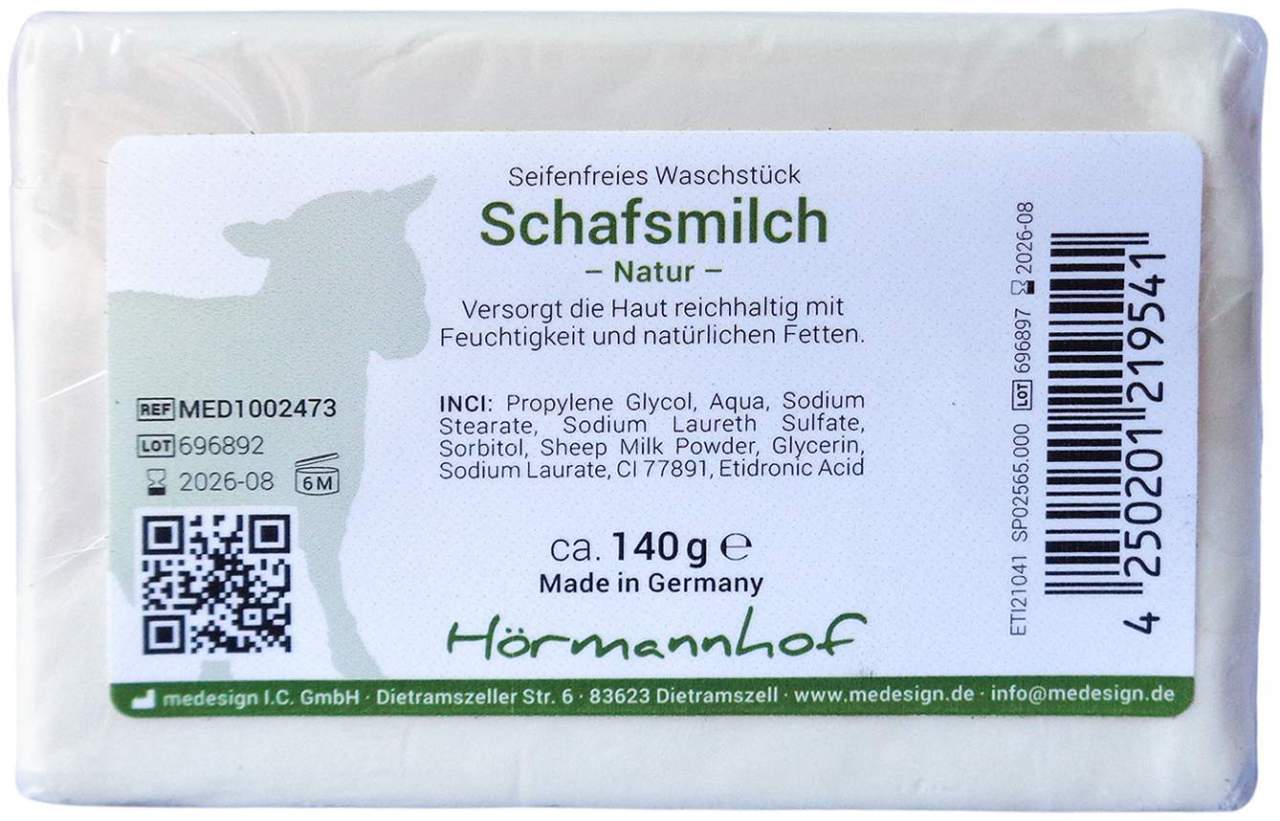 Seifenfreies Waschstück Schafsmilch Natur 140g