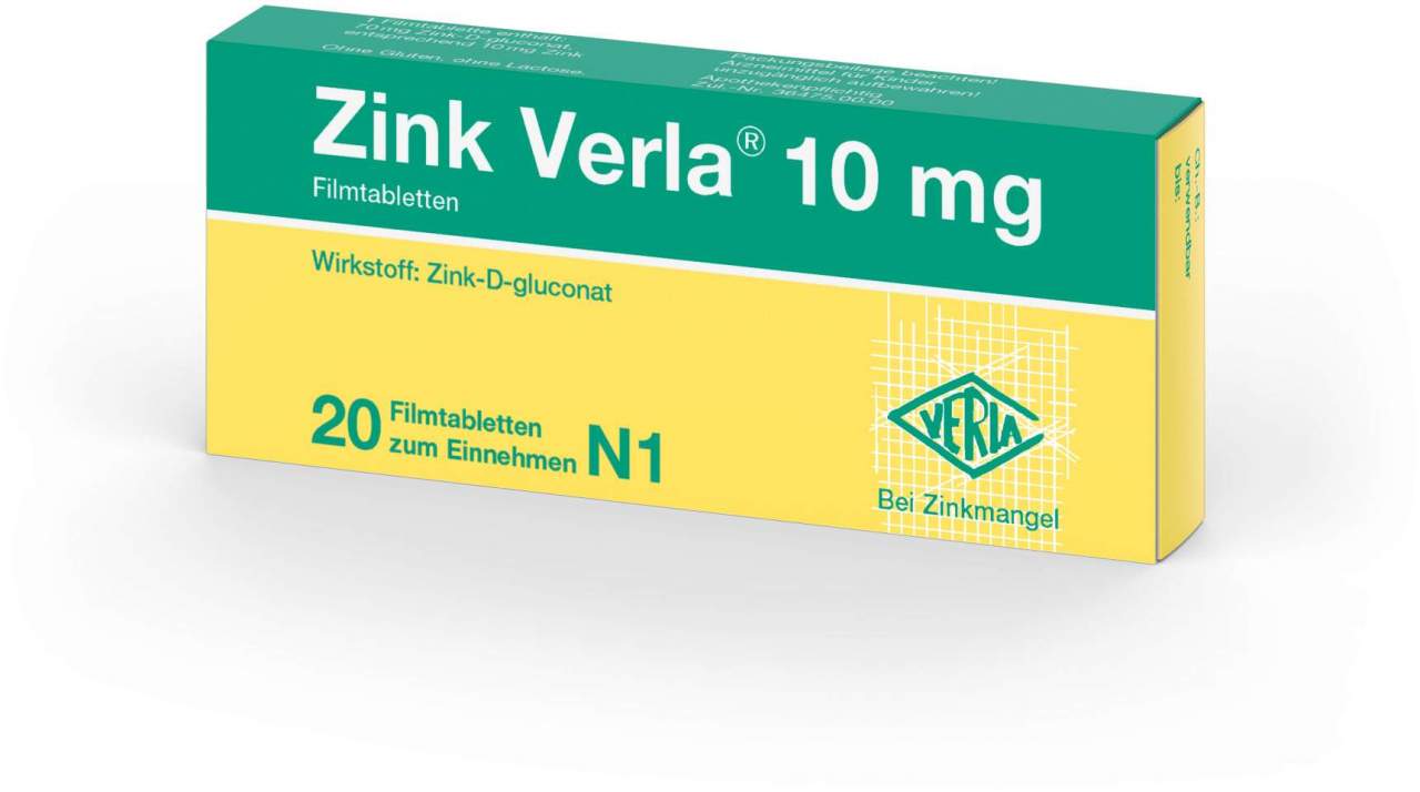 Zink Verla 10 mg 20 Filmtabletten