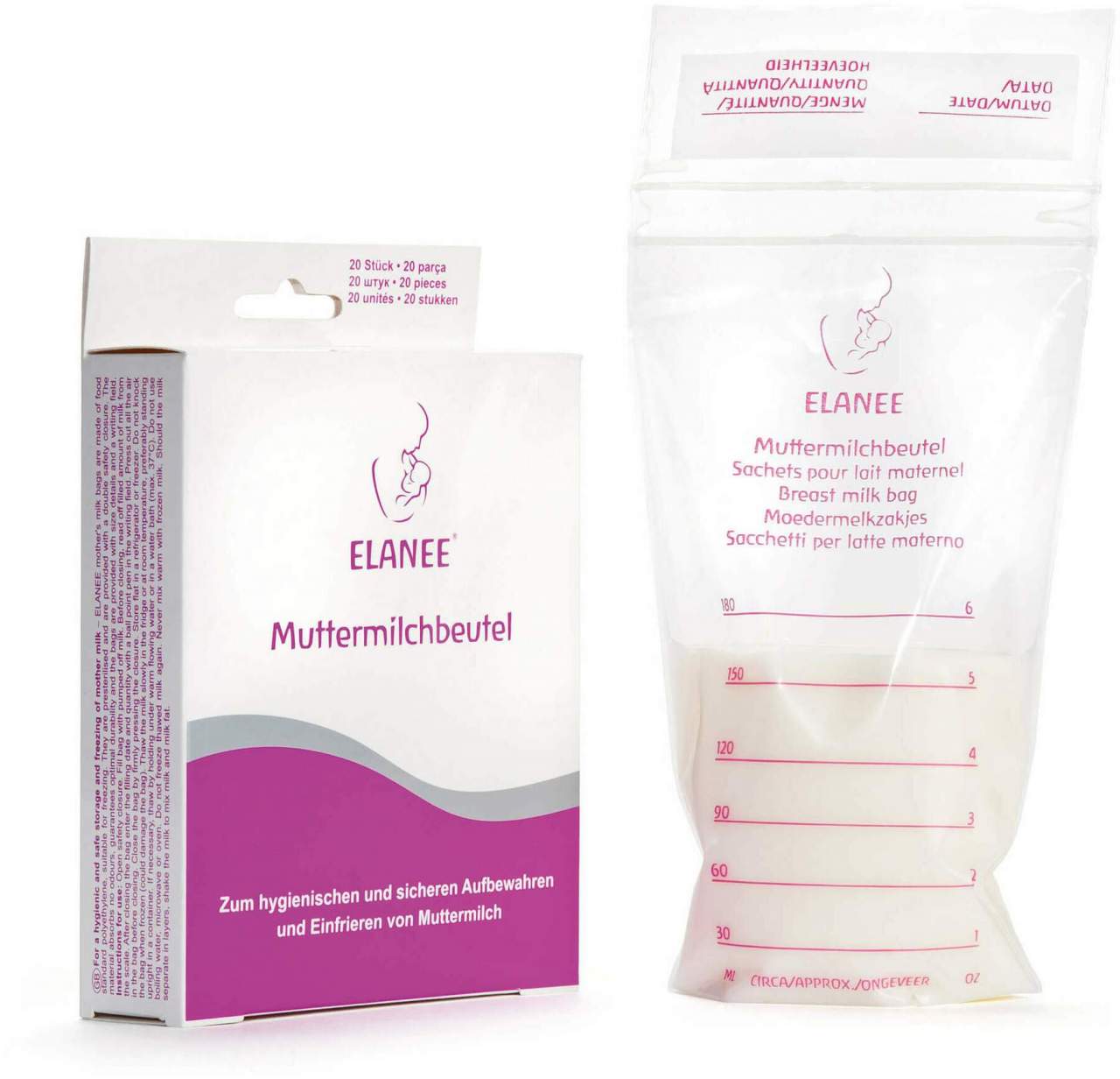 Elanee Muttermilchbeutel 180 ml 20 Stk
