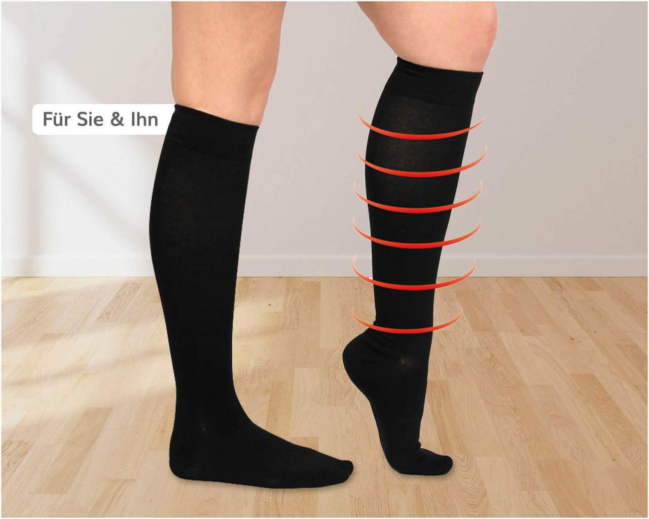 Energy Stützkniestrümpfe Unisex, schwarz Größe 35-38
