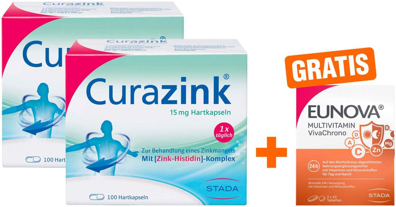 Curazink 2 x 100 Kapseln + gratis Eunova VivaChrono 2 x 10 Tabletten