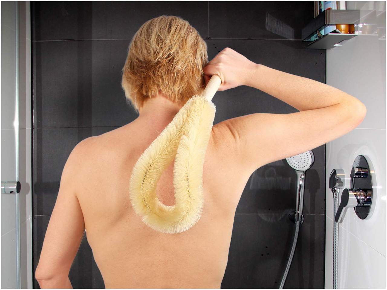 Vital Comfort Körperbürste XXL mit Naturborsten, gebogen