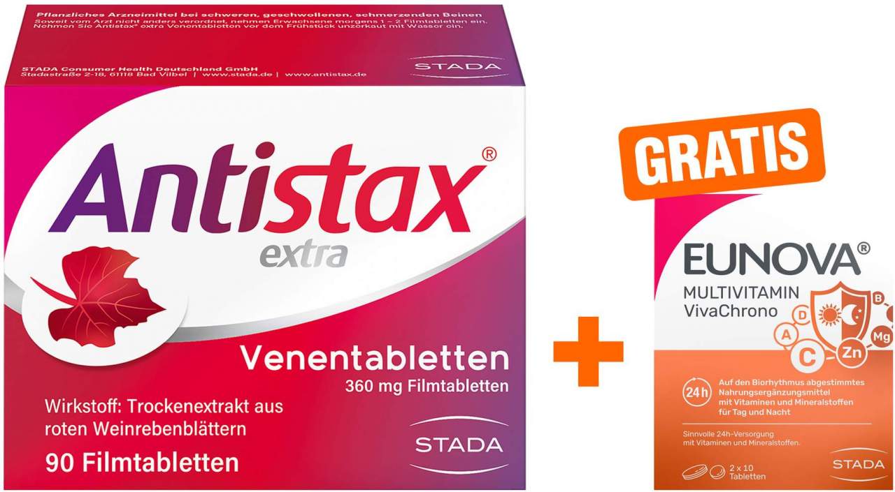Antistax extra 180 Filmtabletten + gratis Eunova VivaChrono 2 x 10 Tabletten